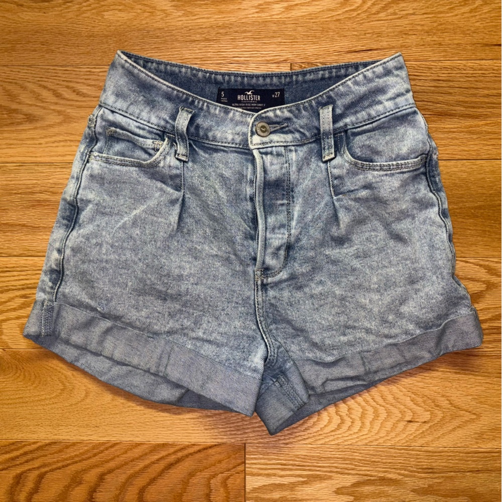 Hollister Light Blue Ultra High-Rise Mom Shorts